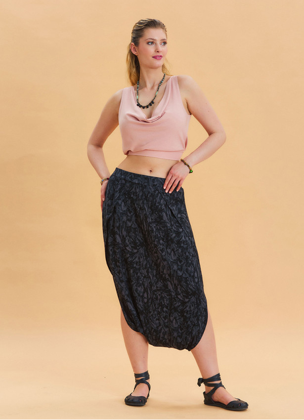 Elastic Waist Crotch Low Anthracite Bohemian Shalwar 4542